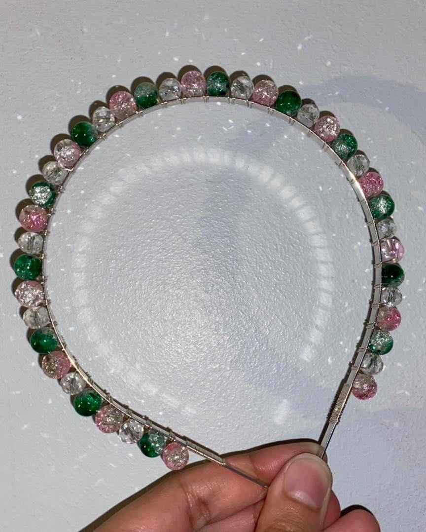 Green, Pink and White Hairband