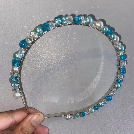 Blue & White Pearl Hairband